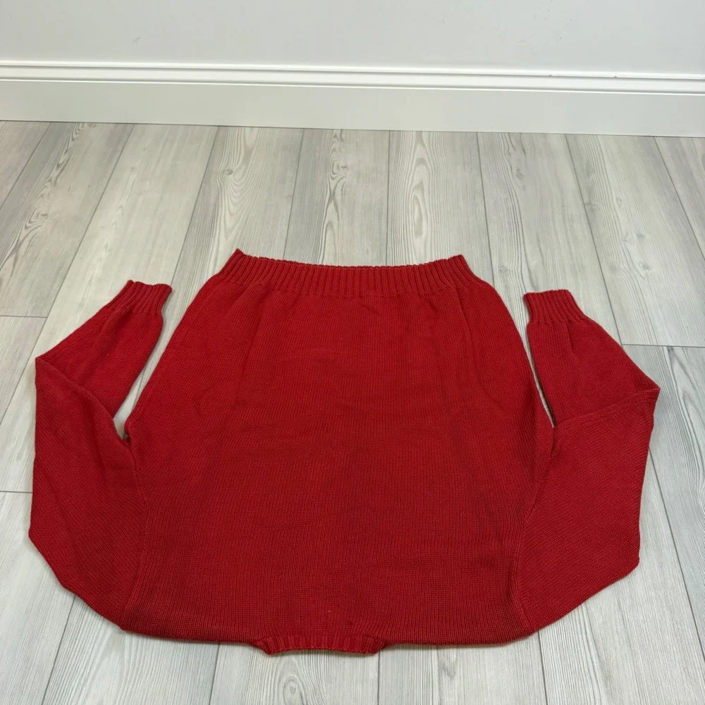 Polo Ralph Lauren Red Cotton Crewneck Sweater Mens XL Blue Pony Logo